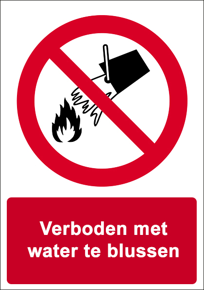 Verboden met water te blussen